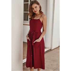 Burgundy midi sun dress ♥️